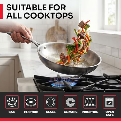 Mueller 17-Piece Stainless Steel Pots and Pans Set, Tri-Ply Ultra-Clad Pro