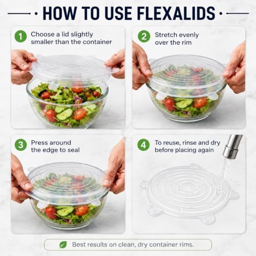 8-Piece Silicone Stretch Lid Set, Extra Large 11 Inch Cover