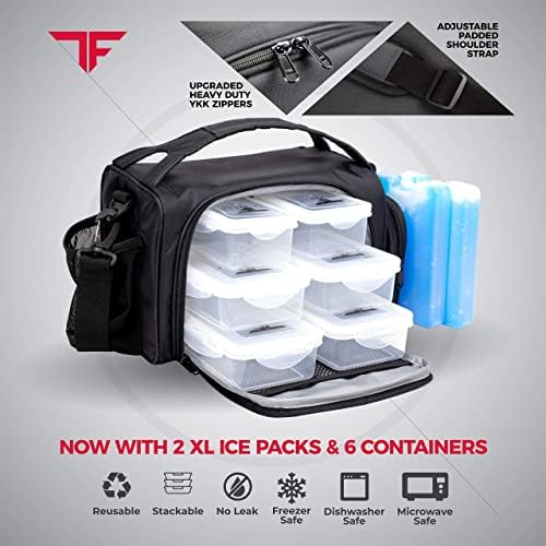 ThinkFit Meal Prep Lunch Box, 6 Containers, 2 Ice Packs