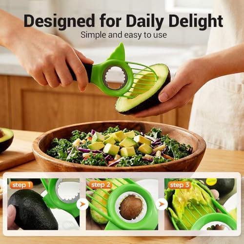 3 in1 Avocado Tool Split, Pit, and Slice, Avocado 3 Piece Set