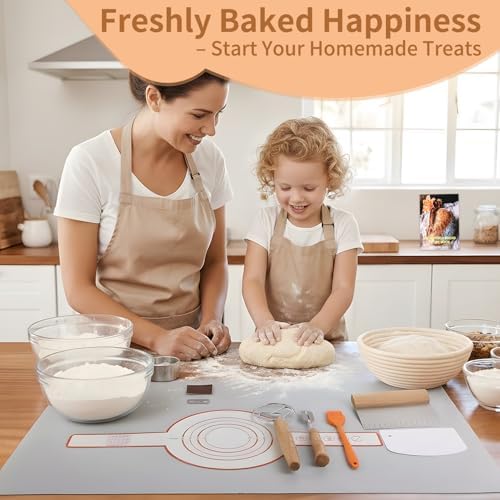 Danish Dough Whisk Set 7 Piece with Wooden Handle - Sourdough Baking