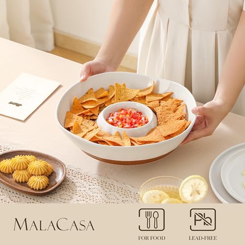 MALACASA Ceramic Chips and Dip Serving Tray, 12 Inch Dip Serving Tray
