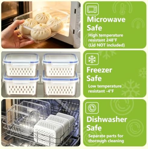 3-Pack Fruit Storage Containers with Removable Colander