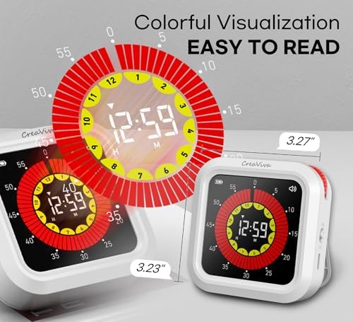 Visual Digital Timer, Large Color Display, White