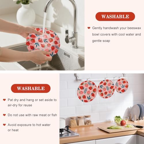 3 Pcs Reusable Beeswax Bowl Covers