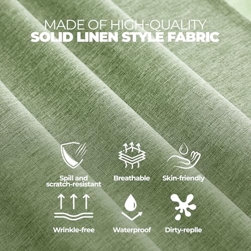 Decorelia Faux Linen Round Tablecloths 60 inch, Waterproof Decorative