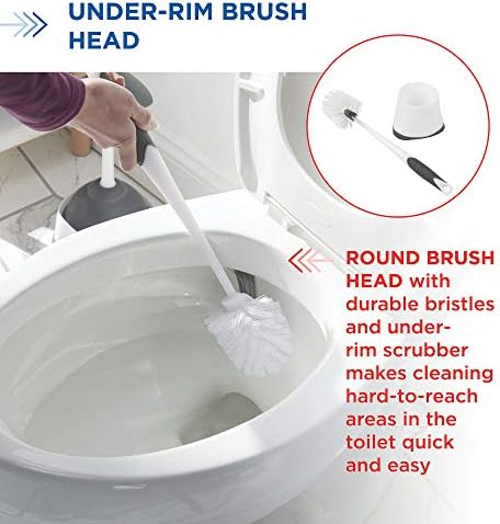 Clorox Corner Toilet Bowl Brush with Under Rim Scrubber, White