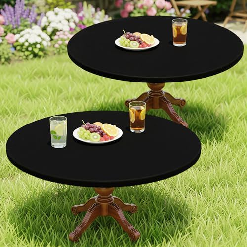 Moosfor 2 Pack Spandex Round Tablecloth, Fitted Table Cloth for 45-56
