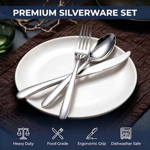 LIANYU 40-Piece Heavy Duty Silverware Set for 8, Stainless Steel Flatware