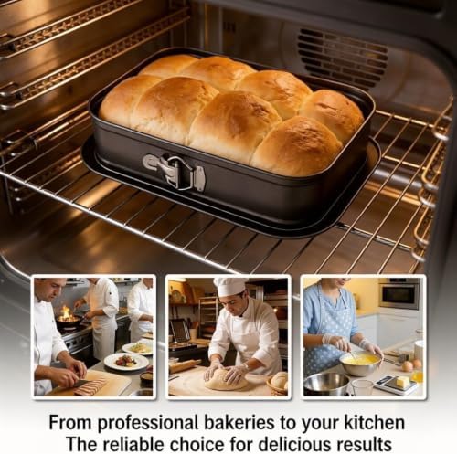 2-Pack 14 x 9 Inch Rectangular Springform Pans with Removable Bottom