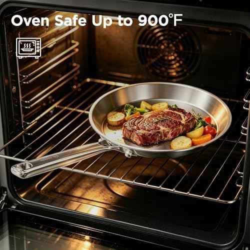COOKER KING 9.5" Stainless Steel Crepe Pan, Everyday Flat Skillet
