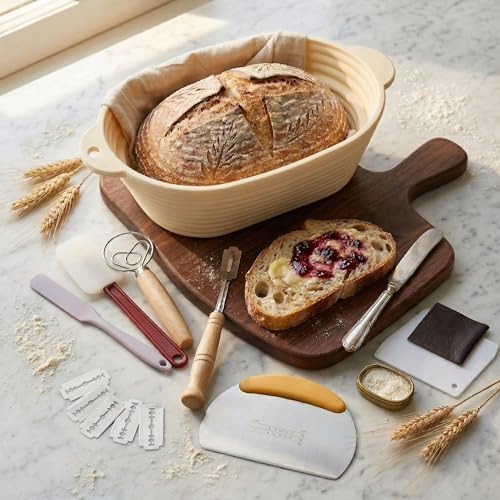 Silicone Bread Proofing Basket Set 13 PCS – 10" Oval Foldable Banneton