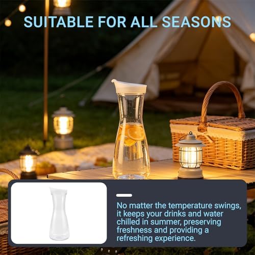 20 Oz Water Carafe with Flip Top Lid - Clear Plastic Pitcher for Iced
