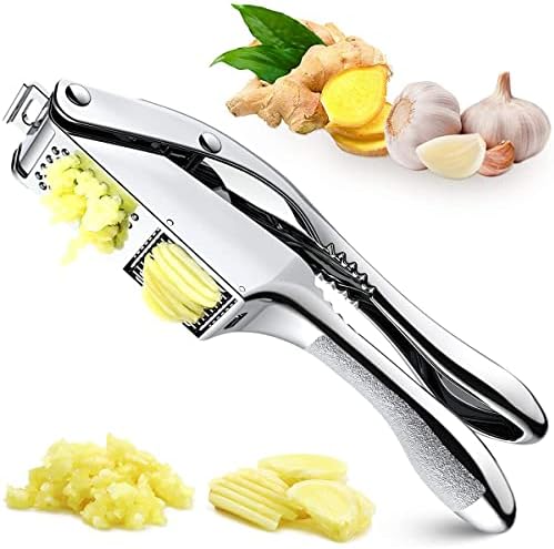 2-in-1 Stainless Steel Garlic Press and Slicer, Silver