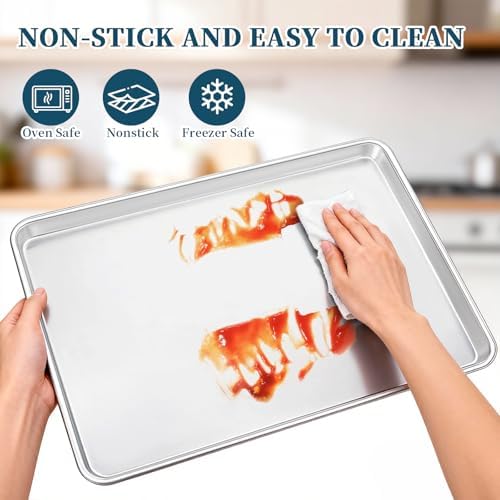 Full Size Commercial Quality Baking Sheet Pan, Bastwe Aluminum Cookie