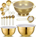 LemonRoad 6 Pcs Gold Kitchen Accessories Set Gold Mixing Bowls &