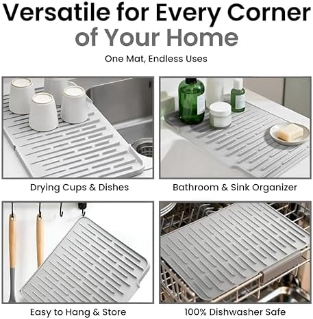 Silicone Dish Drying Mat with Drain Spout – Extra Large 15.7"x12.4"