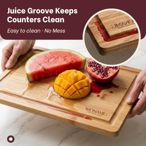 WONAMU Small Bamboo Cutting Board Non Toxic Lightweight & Durable