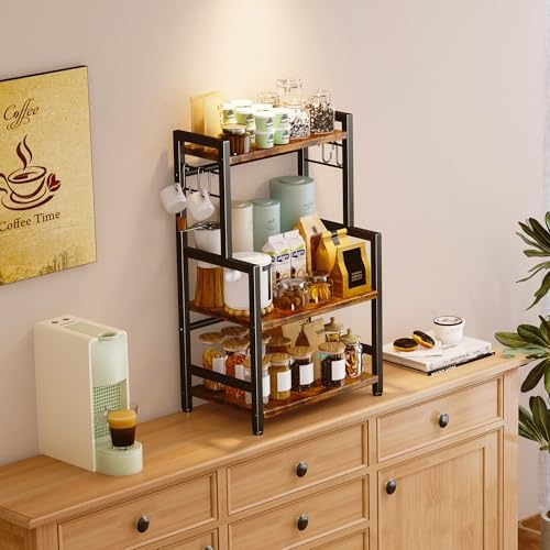 3-Tier Countertop Spice Rack Organizer with 5 Hooks