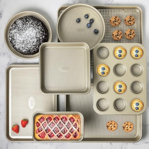 9-Piece Baking Pans Set Nonstick, Stackable Non Toxic Bakeware Sets