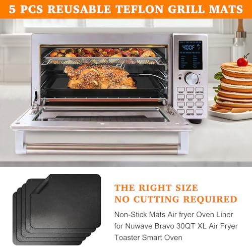 Air Fryer Liners Reusable Teflon Mats Compatible with Nuwave Bravo xl