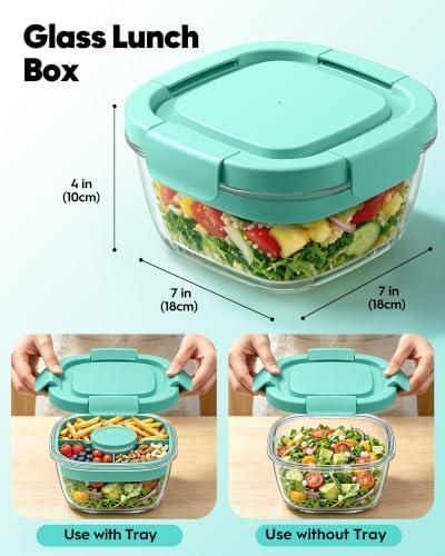 56oz Glass Salad Container with Airtight Lid