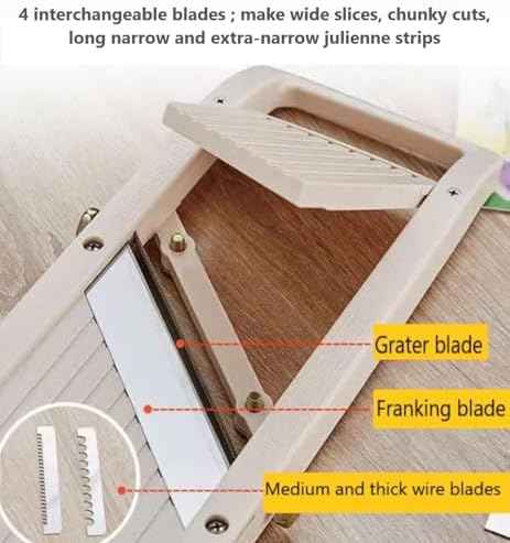 Professional Mandoline Slicer for Kitchen, Wide Vegetable Cutter with 4 Stainless Steel Blades