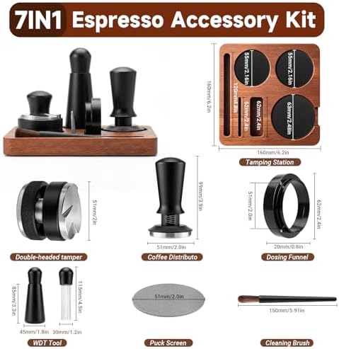 51mm Espresso Accessories Kit, 7 PCS Tamper & Station Set