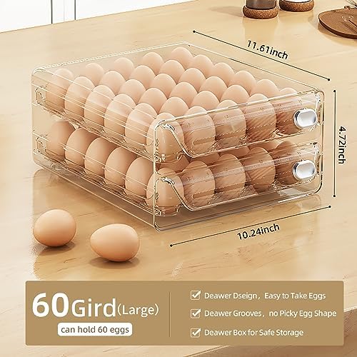 60-Egg Organizer for Refrigerator, Clear