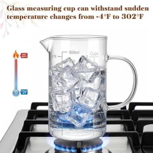 2 Pack Glass Liquid Measuring Cup 500ML 2 CUP with Handle, High