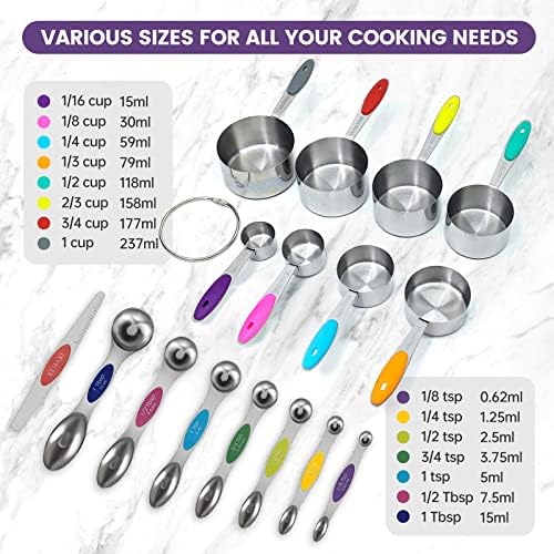 16PCS Magnetic Measuring Spoons and Measuring Cups Set, 7 Double-Sided