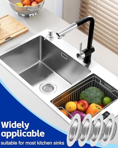 4-Pack Kitchen Sink Drain Strainers, Stainless Steel, 4.5-Inch