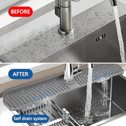 Kitchen Sink Splash Guard Gen2-30" x 6'' Silicone Sink Mat Splash