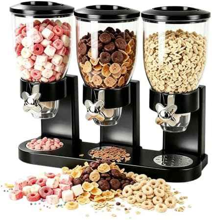 Cereal Dispenser, Airtight Dry Food Storage Container, Shatterproof PET Grain Container for Oatmeal Snack Nut Candy Pet Food