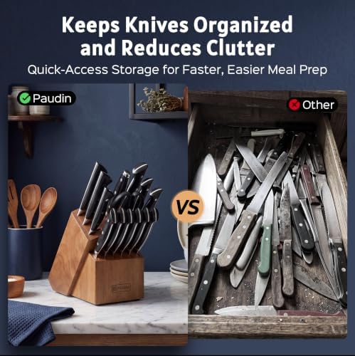 PAUDIN 16-Piece Japanese Knife Block Set