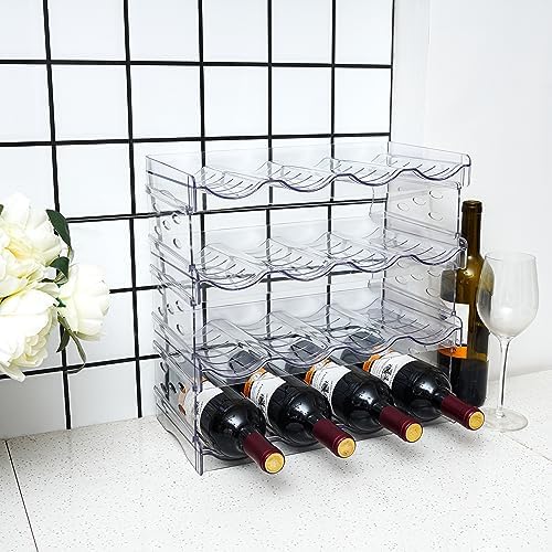 IEEK Plastic Stackable Bottle Storage Holder Rack Holds 16