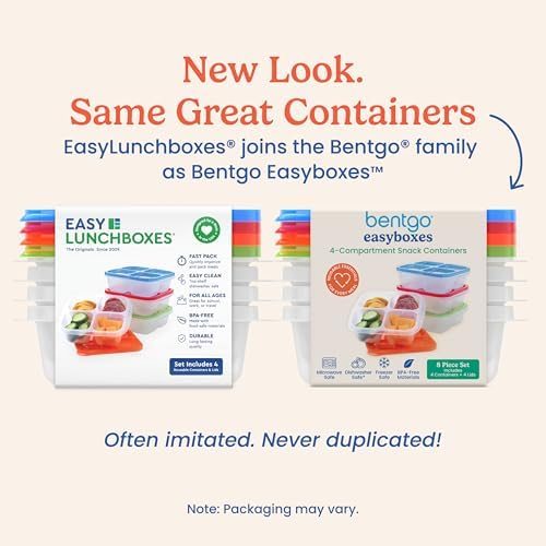 Bentgo Easyboxes 4-Compartment Snack Containers - 8-Piece Set with 4