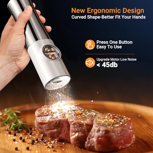 Electric Salt And Pepper Grinder Set Stainless Steel Top With Type-C