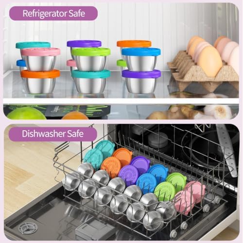 12 Pack Sauce Containers, 1.6 Oz Leakproof Sauce Cups with Lids