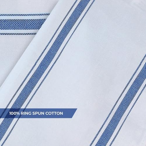 Dish Towels 15 Pack Blue Stripe 100% Cotton Kitchen Towel 15x25 Inch