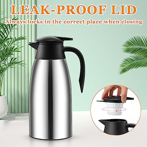 Norme 2 Pcs Thermal Coffee Carafe Creamer, Silver, 68 oz