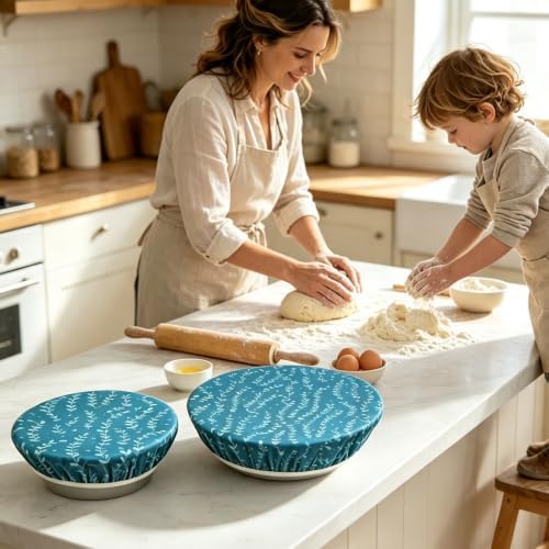 Suptikes Reusable Beeswax Bowl Covers, 2 Pack, Green