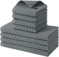 Homaxy 8 Pack 100% Cotton Kitchen Towels and Dishcloths Set, Dark Grey