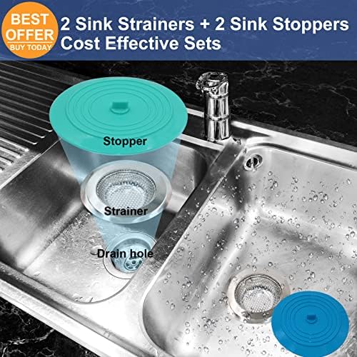 V-TOP Kitchen Drain Strainer Stopper 4 Pack, Universal 6 Inch Silicone