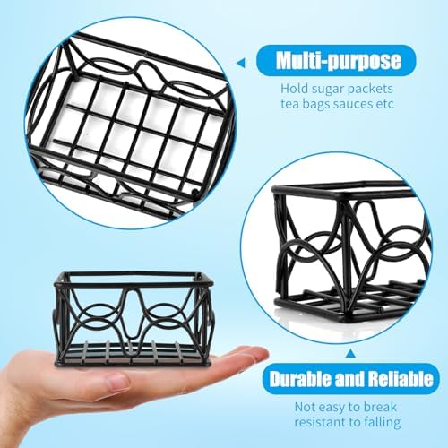 DLUGOPIS 2 Pieces Black Metal Sugar Packet Holder Tea Bag Organizer