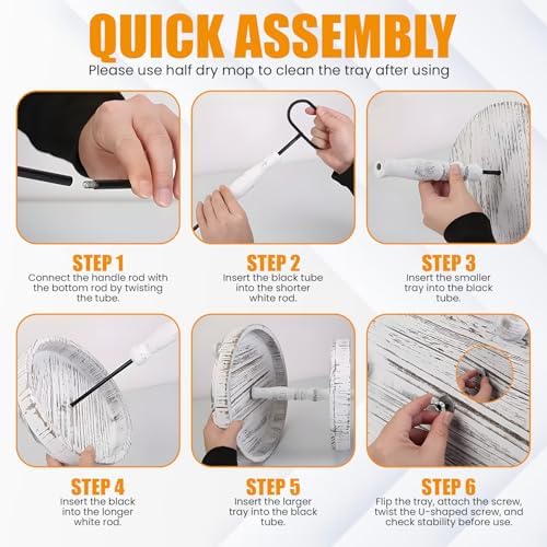 Adjustable 3 Tiered Tray Stand with Interchangeable Handles, White