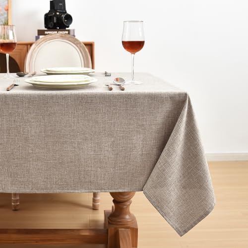 Fitable Nature Faux Linen Tablecloths Rectangle 60 x 84 Inch - 2 Pack