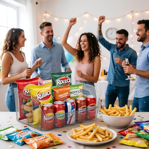 2 Pack Large Snack Chip Bag Organizer for Pantry, 6-Compartment Snack