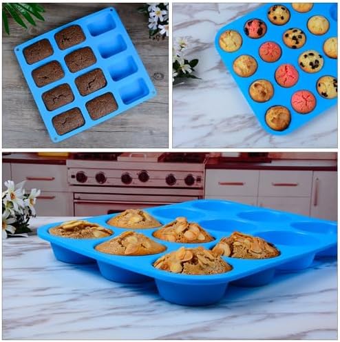 CAKETIME Silicone Muffin Pan - Cupcake Pan, Mini Loaf Pan Silicone
