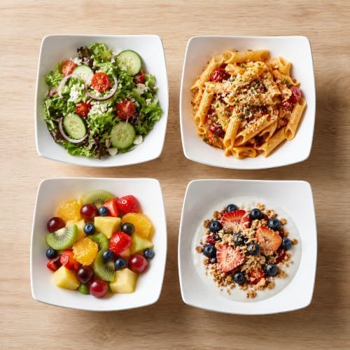 8’’ Porcelain Salad Bowls, Set of 4, 38 oz, Serving Bowls of Pasta